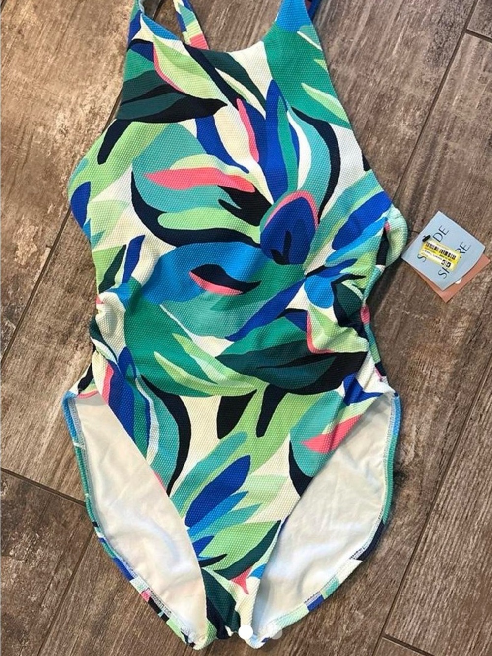 Shade & Shore One-Piece Swimsuit in Green, Blue and Pink